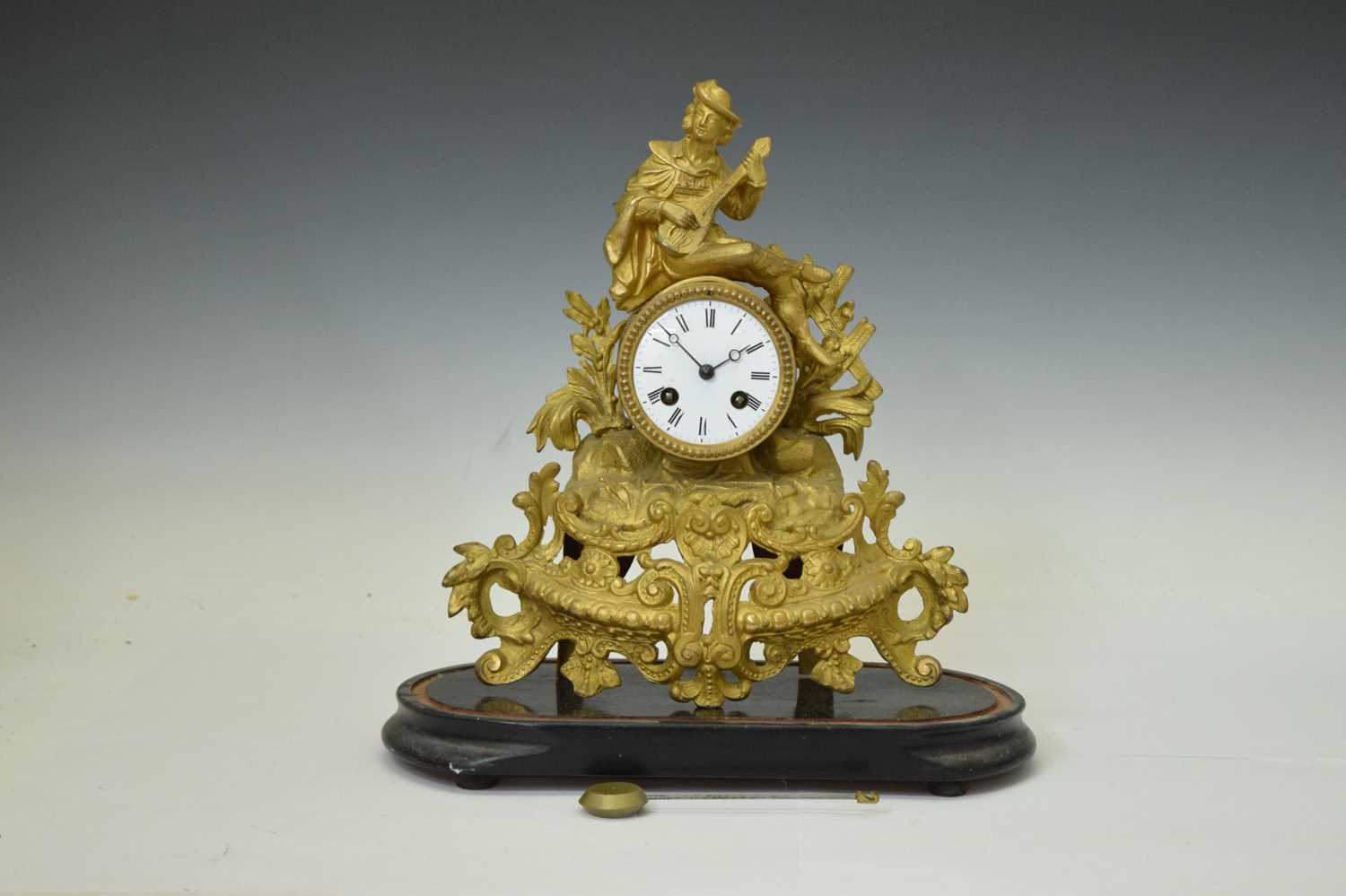 French gilt spelter mantel clock - Image 2 of 9