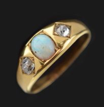 Late Victorian/Edwardian opal and diamond ring