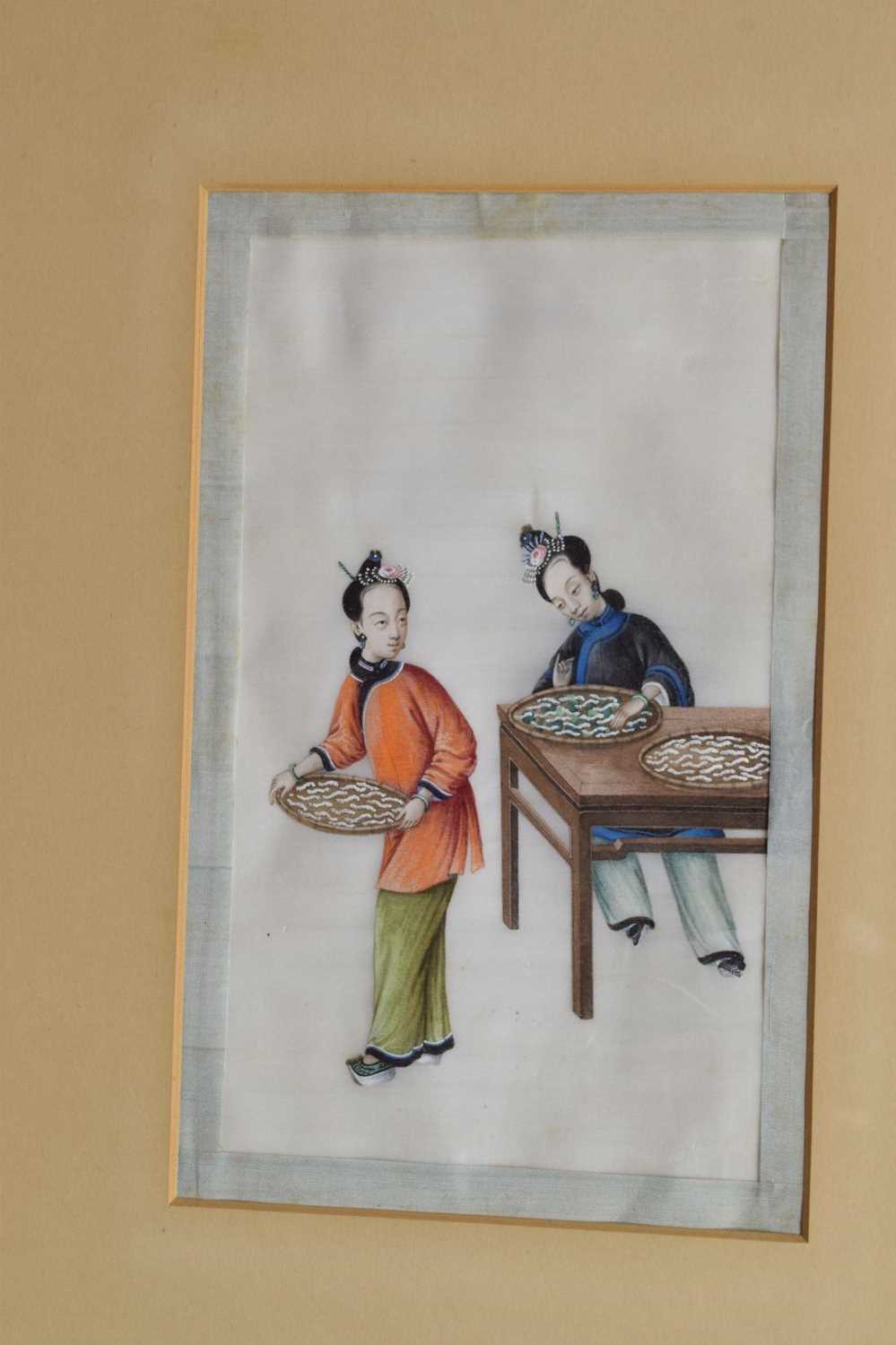 Five 19th century Chinese watercolours on pith paper - Image 31 of 33