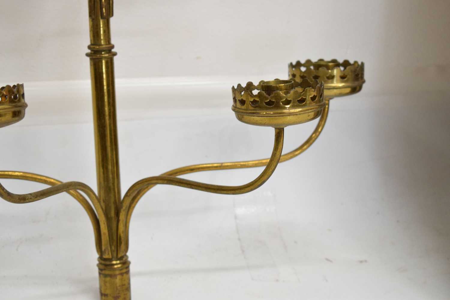 Pair of Victorian Gothic revival brass 8-branch candelabra - Image 7 of 10