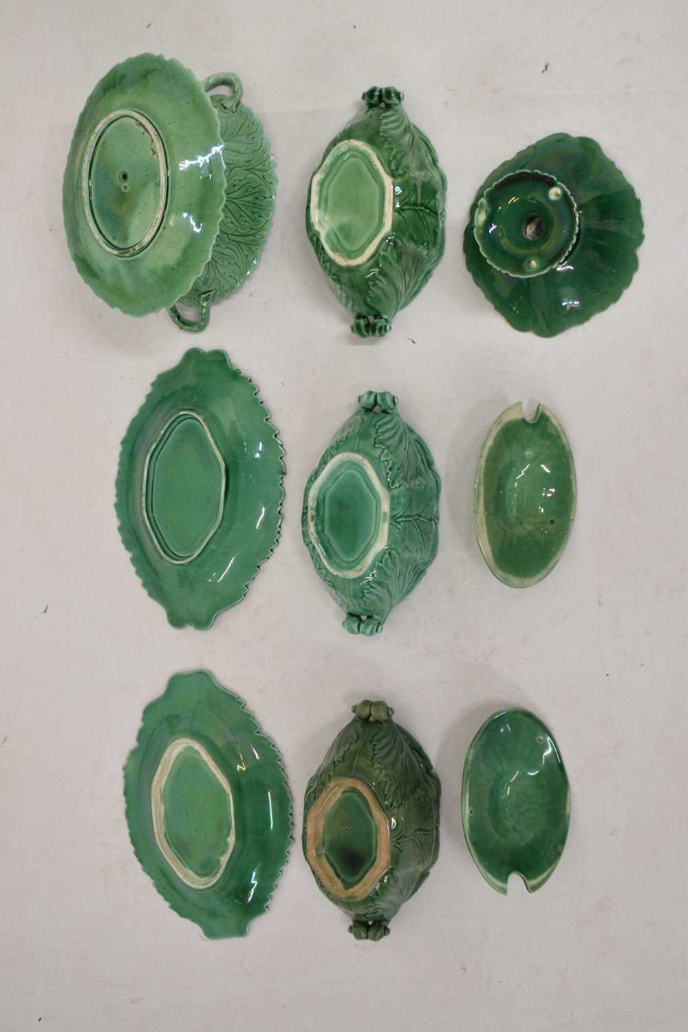 Large quantity of 19th century Majolica 'Cabbage Ware', etc - Image 11 of 15