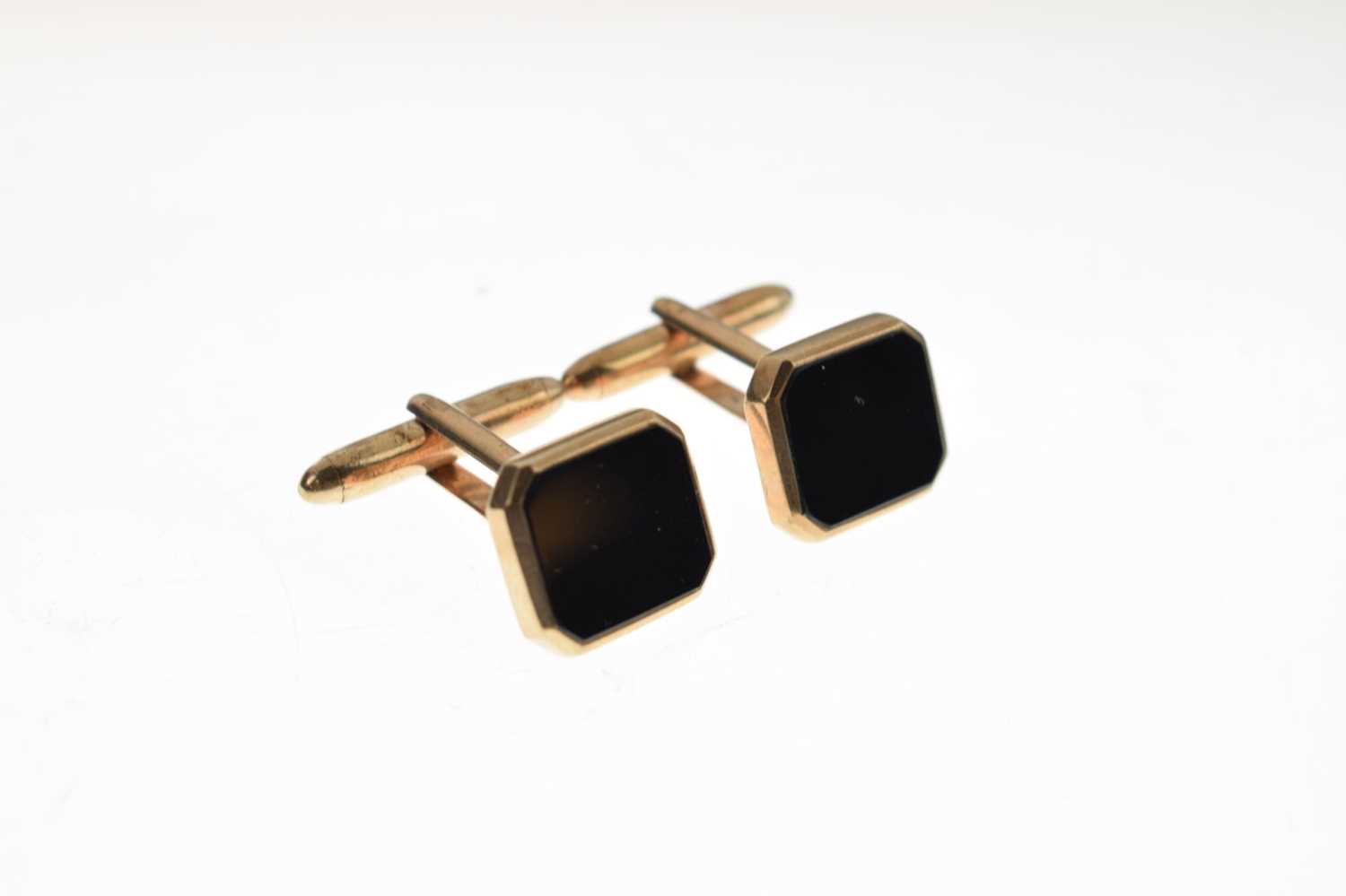 Pair of South African 9ct gold and onyx cufflinks by E. Tiessen - Image 7 of 7