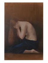 J.W. Foreman - Pastel - Study of a young lady crying