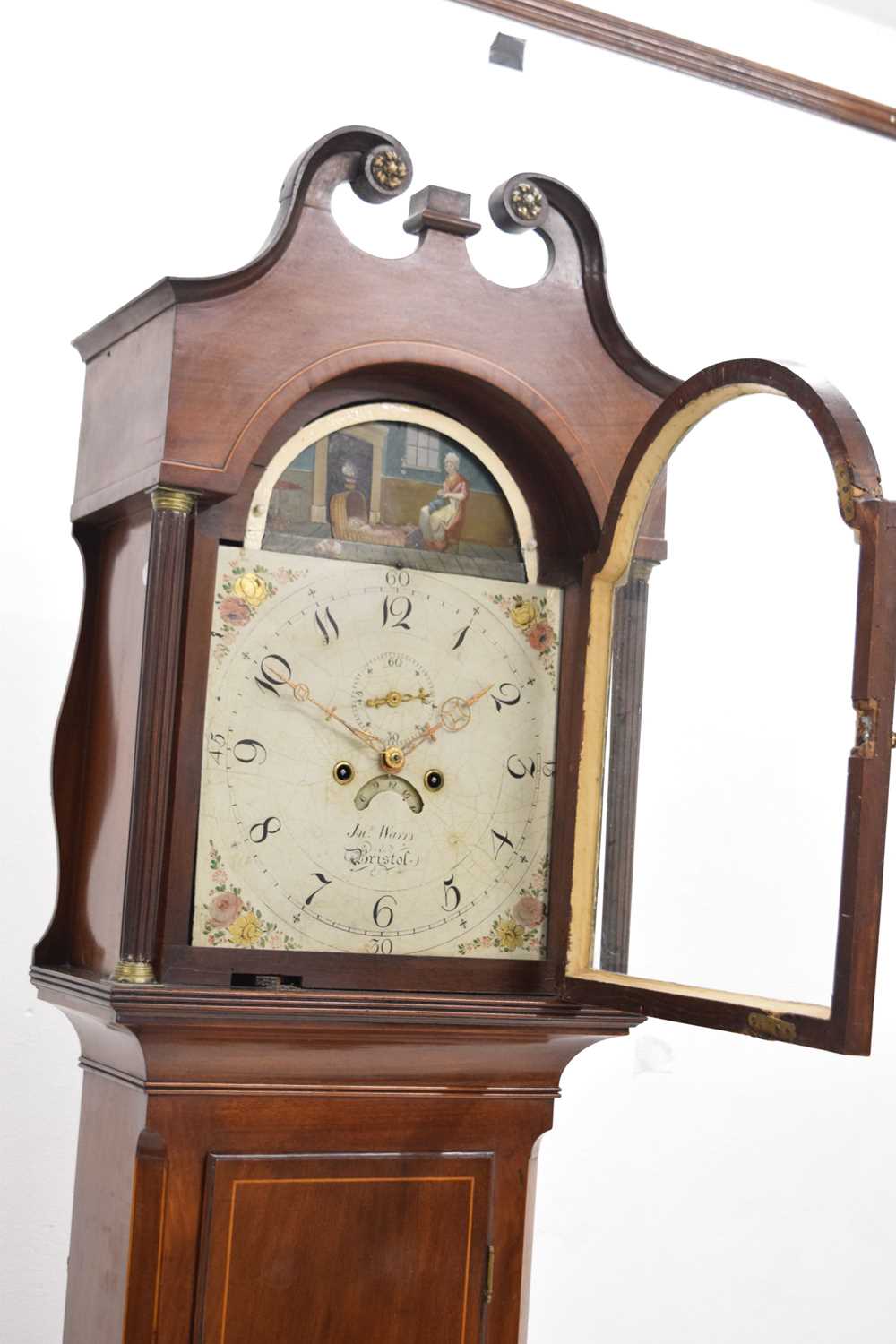 19th century mahogany inlaid longcase clock, John Warry, Bristol - Image 6 of 17