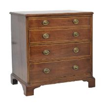 19th century inlaid small chest of four long drawers