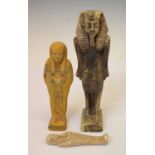 Three unglazed Egyptian shabti/ushabti figures