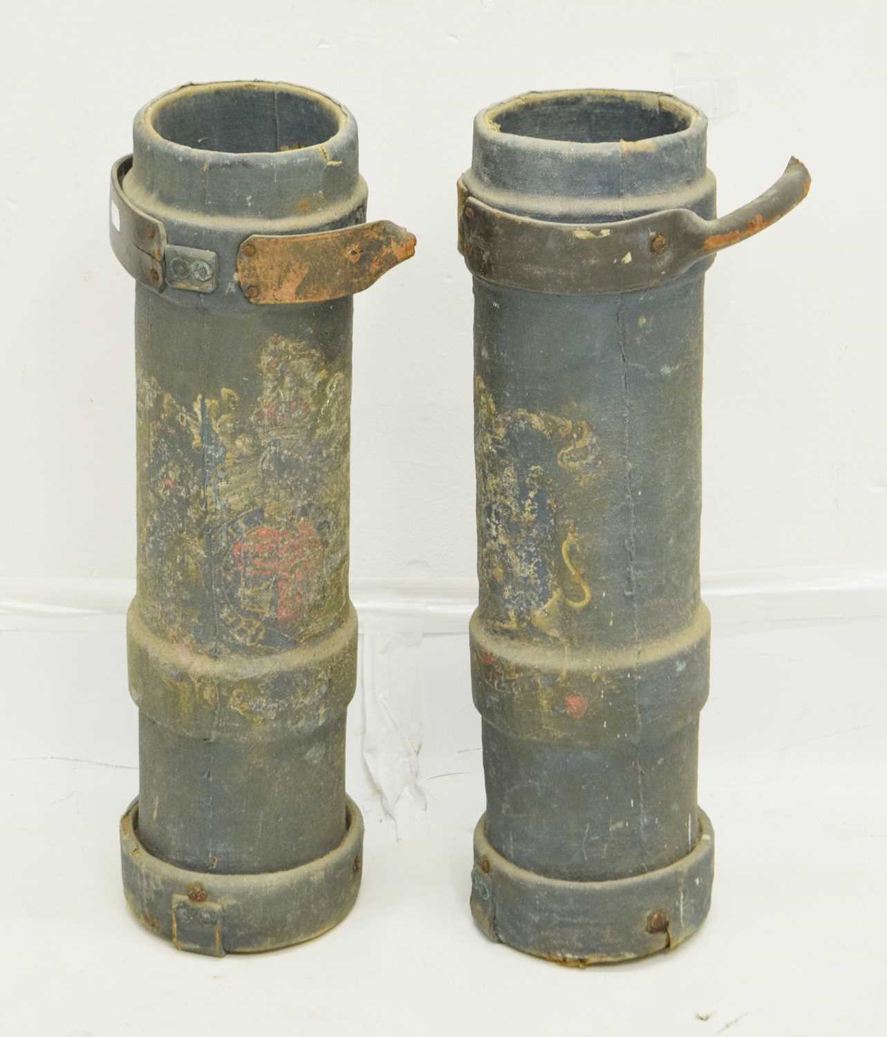 Two canvas British military shell/ ammunition cases