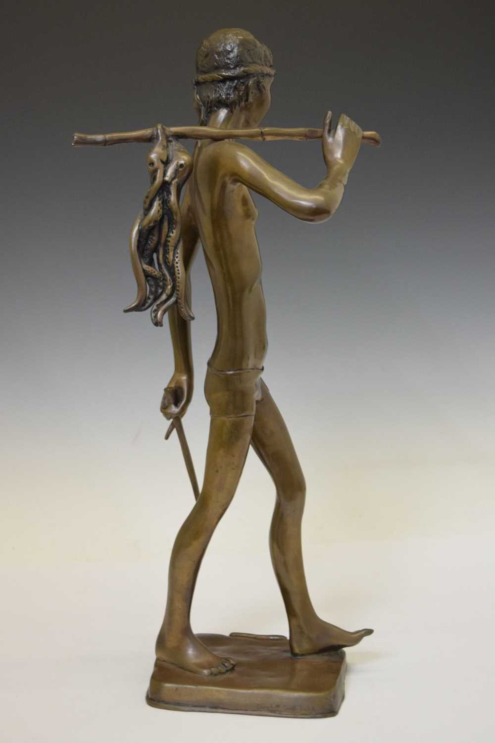 Modern bronze figure of a hunting tribesman - Image 7 of 9