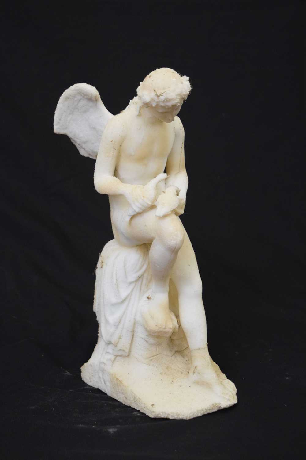 Alabaster figure of a winged angle with two doves - Image 4 of 8