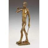 Modern bronze figure of a hunting tribesman