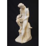 Alabaster figure of a winged angle with two doves