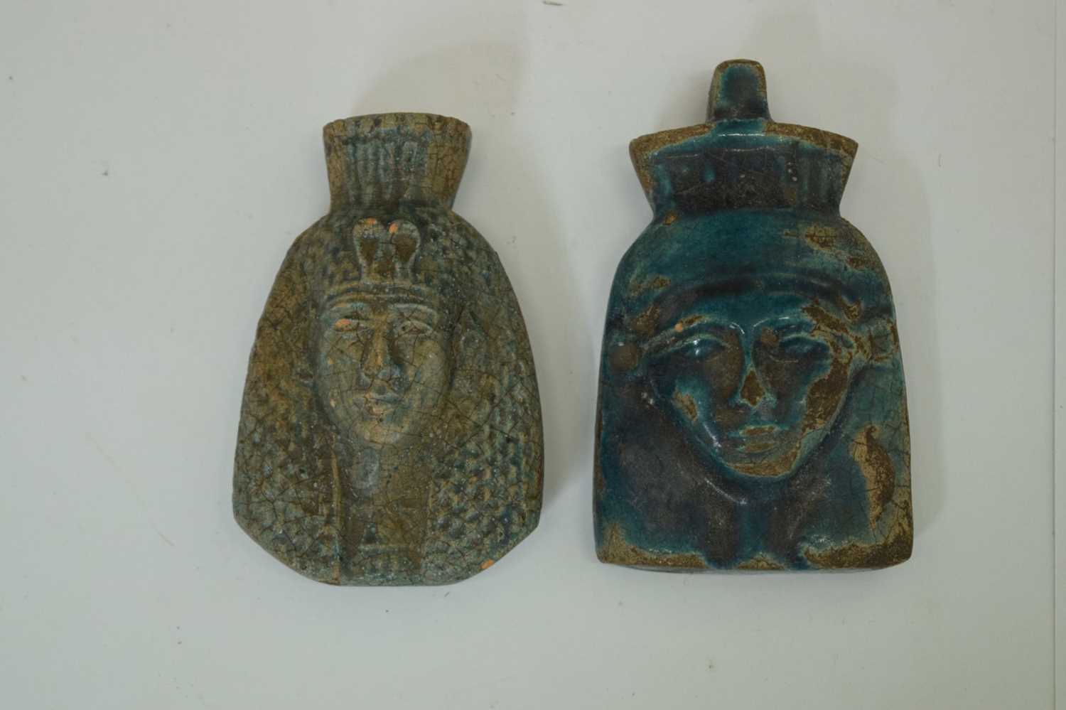 Two blue glazed faience Pharoah masks - Image 2 of 6