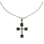 9ct white gold diamond set cross pendant