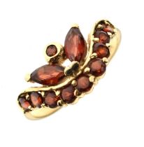 Garnet multi-stone dress ring, stamped '14K'