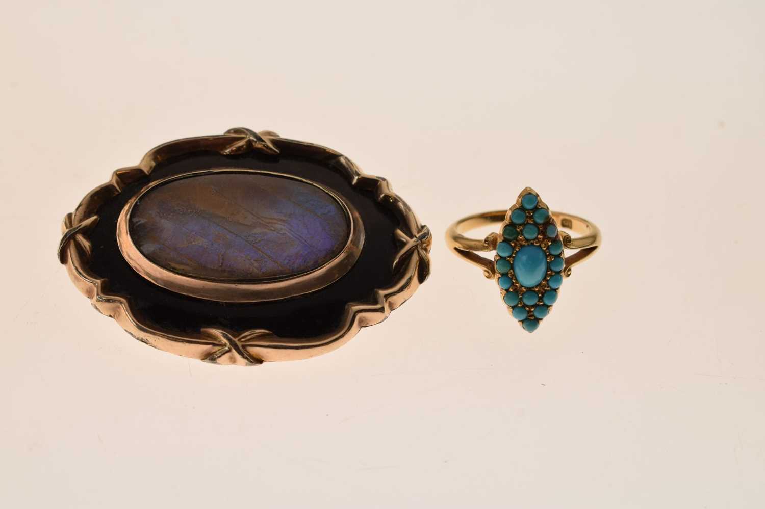 Victorian mourning brooch and a turquoise 18ct ring - Image 9 of 9