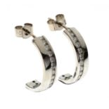 Pair of diamond set 18ct white gold half hoop earrings