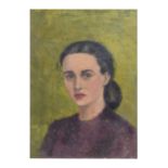 20th century school - Oil portrait study of a lady with tied hair