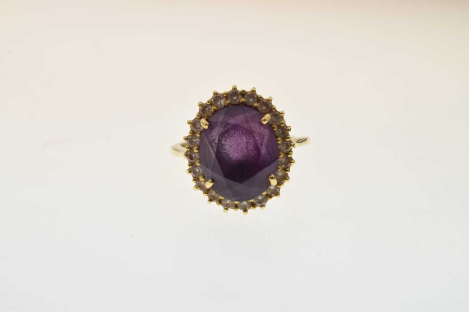 18ct gold, amethyst and diamond cluster ring - Image 6 of 6