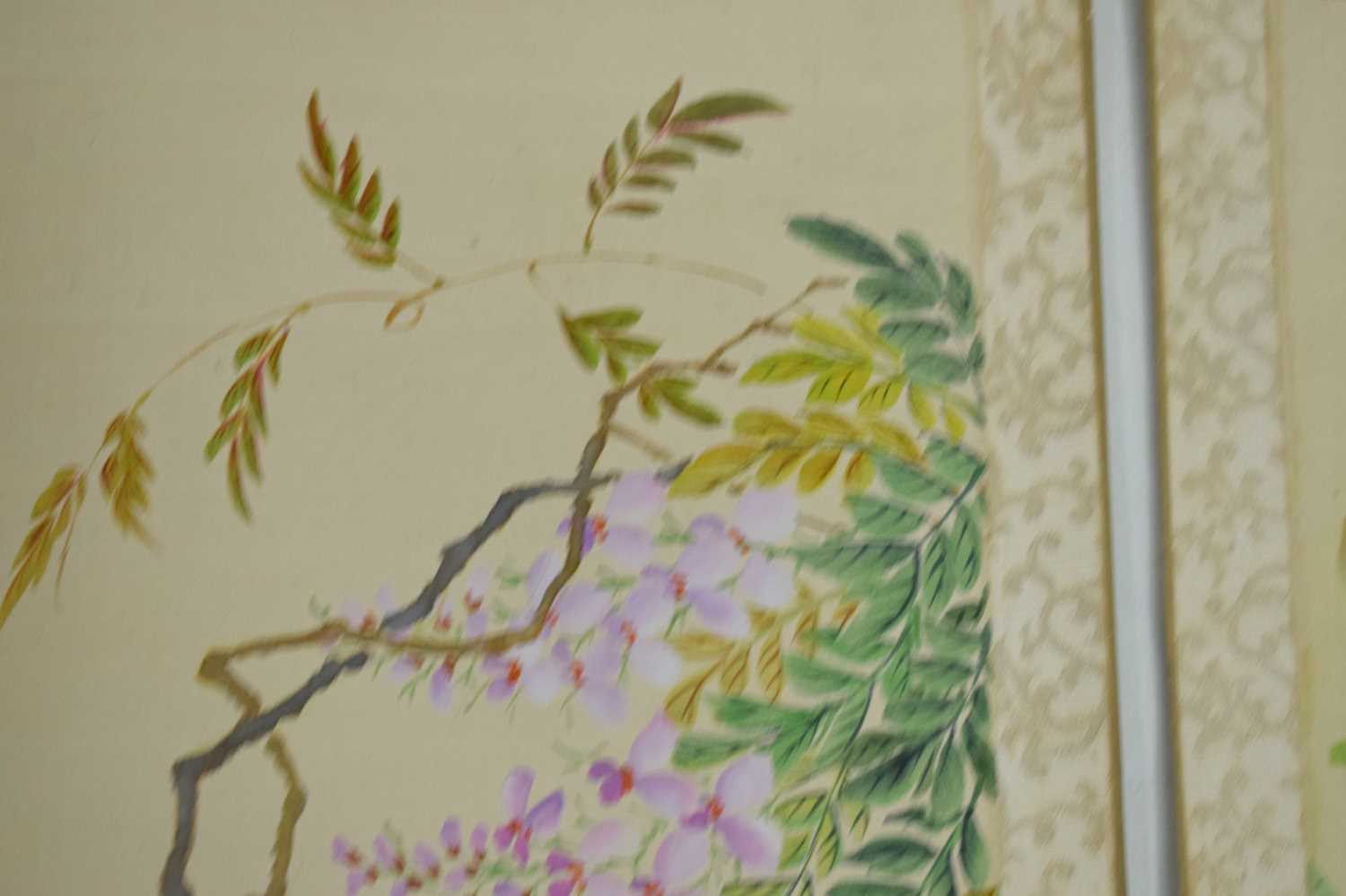 Pair of Chinese silk watercolour floral studies - Image 4 of 9