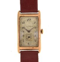 Early 20th century gentleman's 9ct gold cased rectangular wristwatch