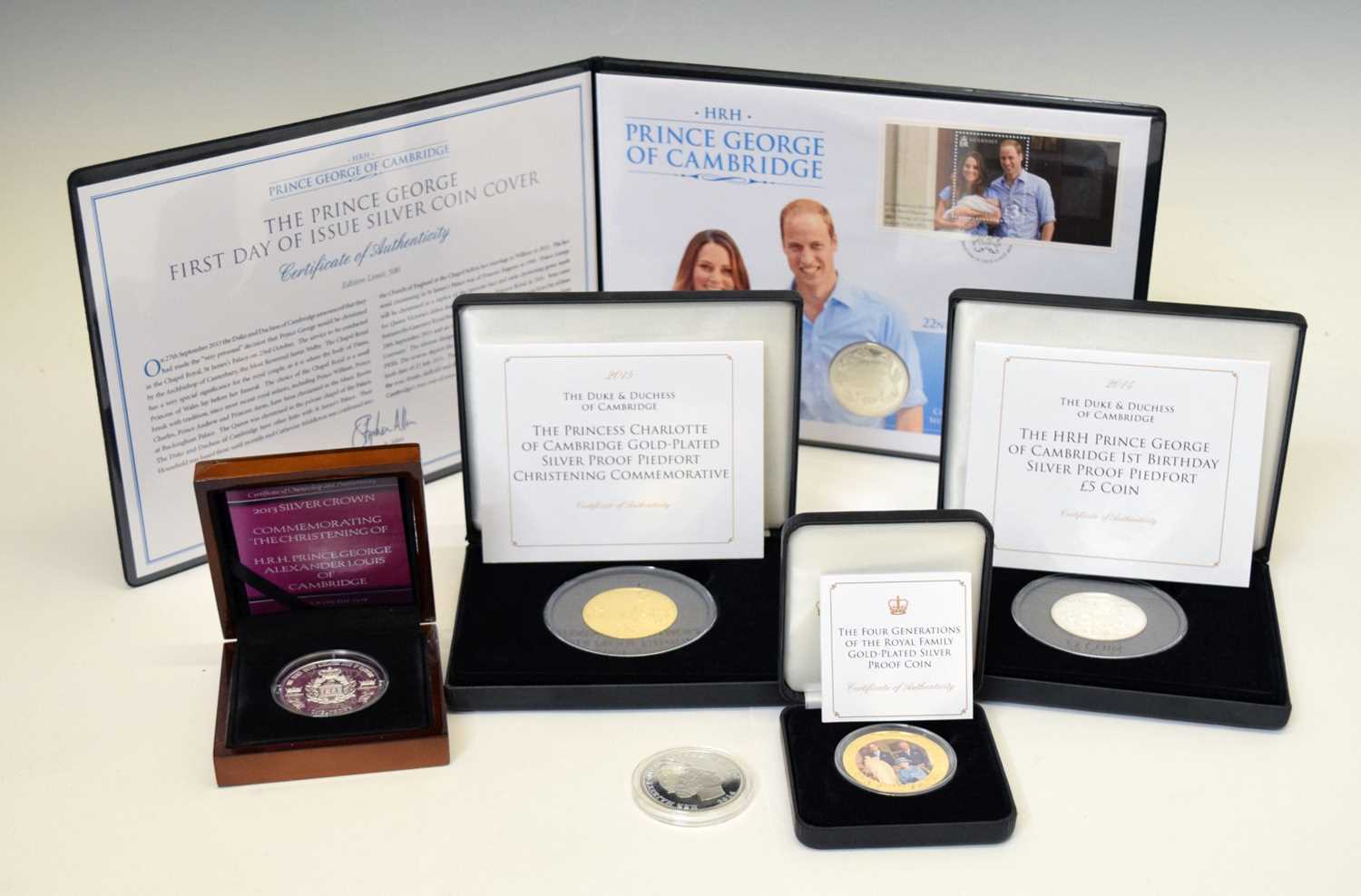 Six commemorative silver coins relating to Royalty etc