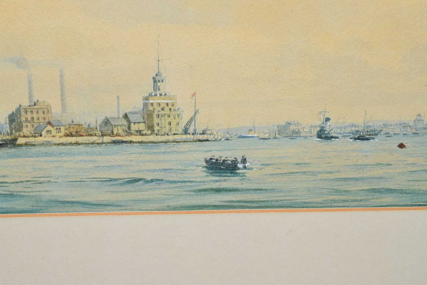 Fred T. Jane - Watercolour - 'HMS Hecate' and Kenneth Allington Yockney - Watercolour - 'View of Por - Image 3 of 12