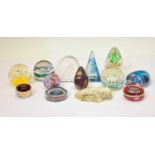 Group of thirteen modern glass paperweights