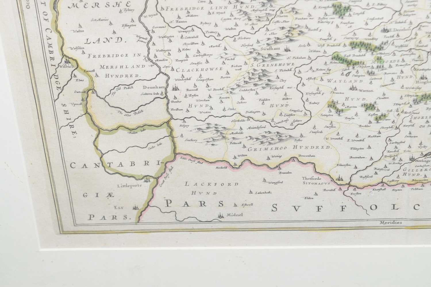 Johannes Blaeu - 17th century hand-coloured county map of Norfolk - Image 8 of 13