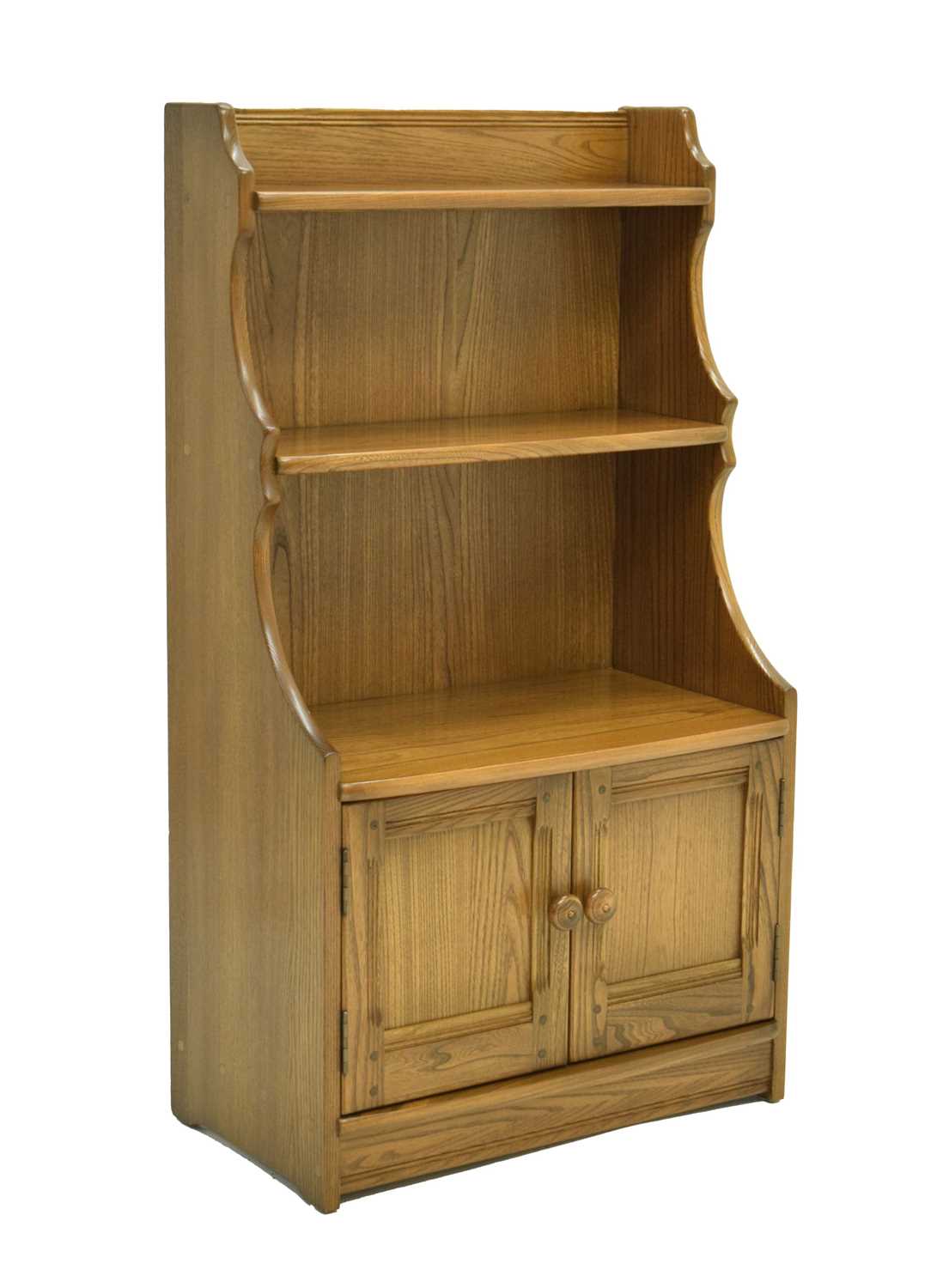 Ercol Windsor elm waterfall cupboard and shelves