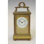 French gilt metal cased carriage timepiece