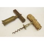 19th century Thomason-type brass corkscrew and one other