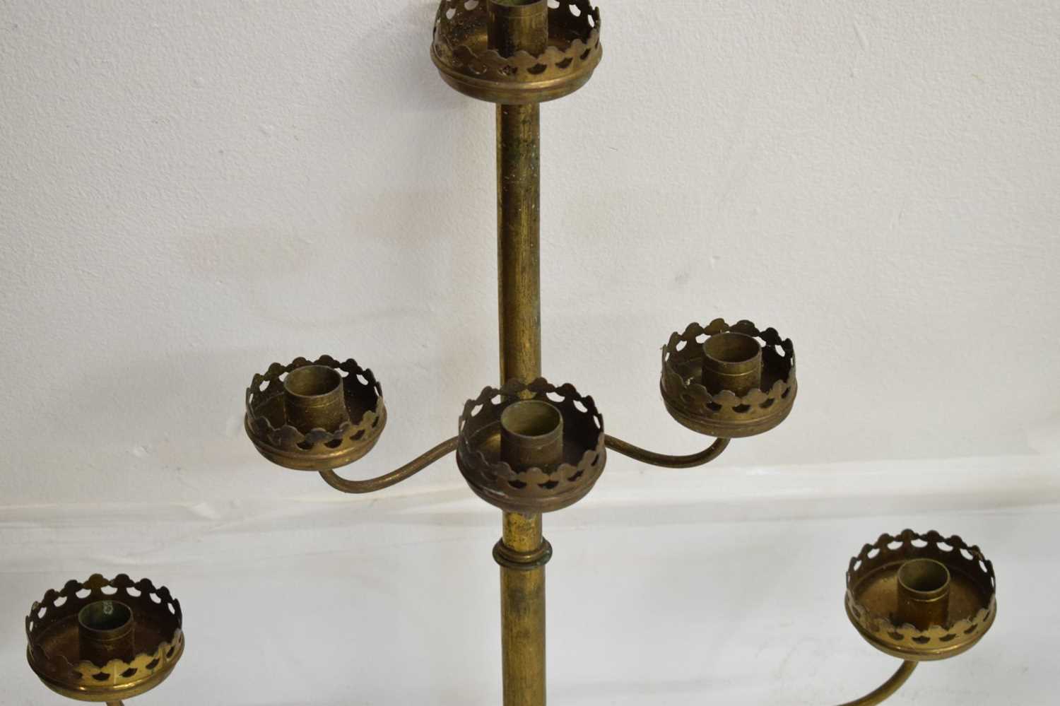 Pair of Victorian Gothic revival brass 8-branch candelabra - Image 3 of 10