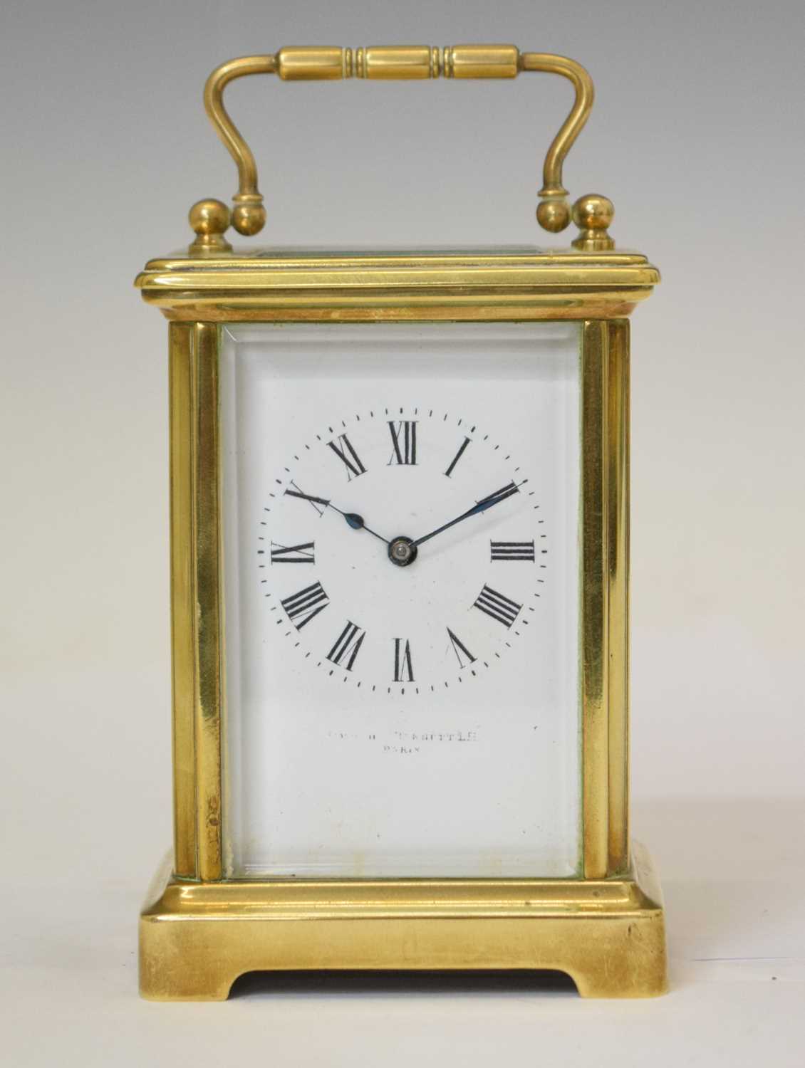 French brass cased carriage timepiece