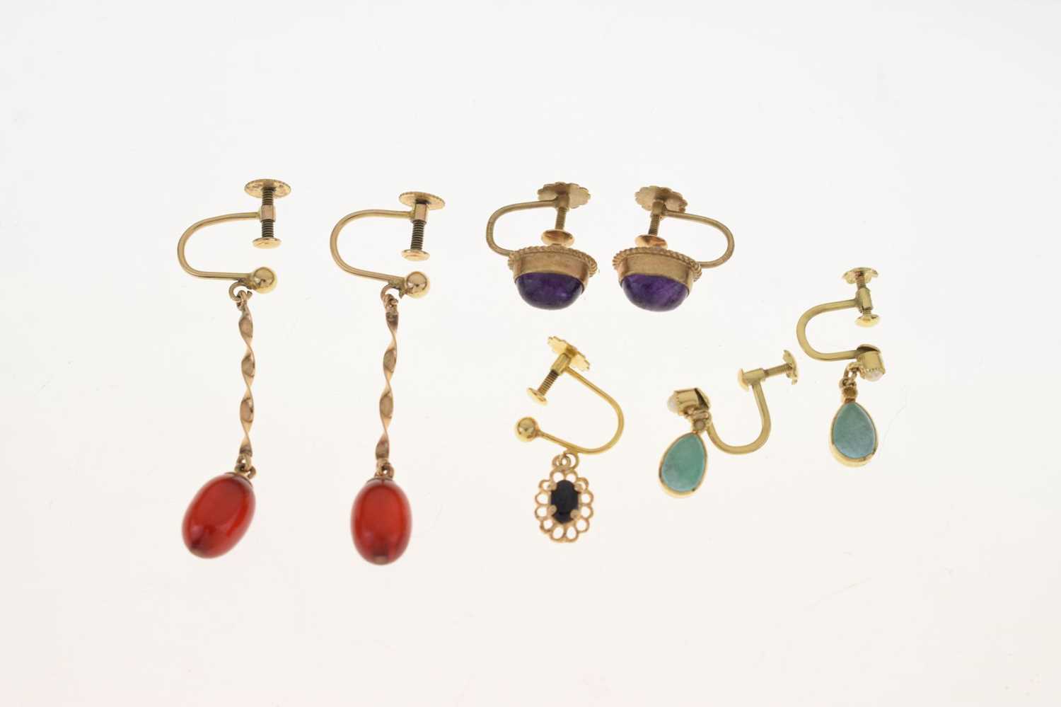 Three pairs of earrings including a pair of 'cherry amber' earrings - Image 8 of 8