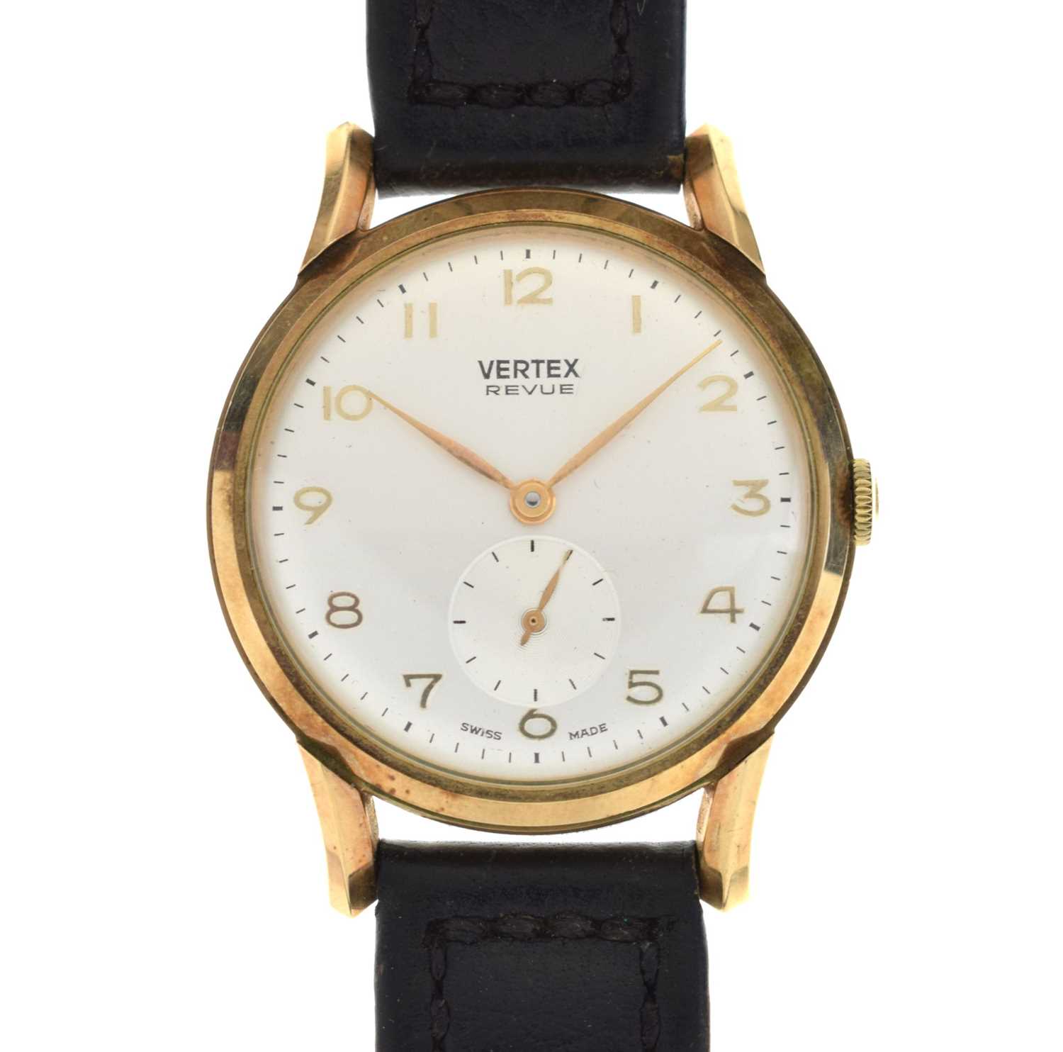 Vertex Revue - Gentleman's 9ct gold case wristwatch, circa 1959