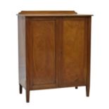 Mahogany inlaid twin door cabinet