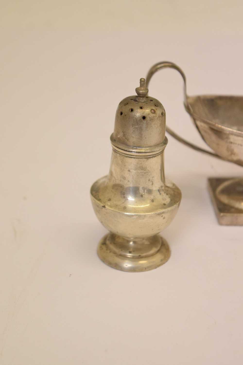 Pair of George VI silver salts and a pair of Victorian silver pepperettes - Image 3 of 9