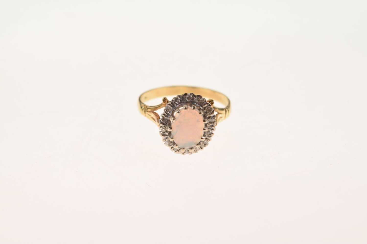 Opal and diamond 18ct gold cluster ring - Image 8 of 10