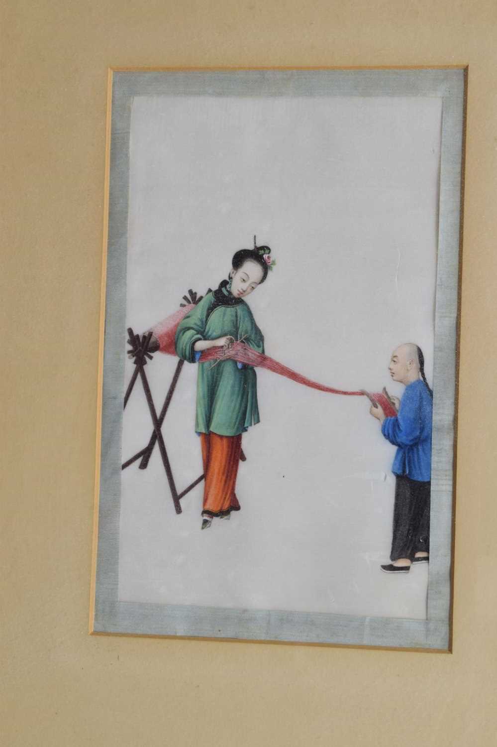 Five 19th century Chinese watercolours on pith paper - Image 30 of 33