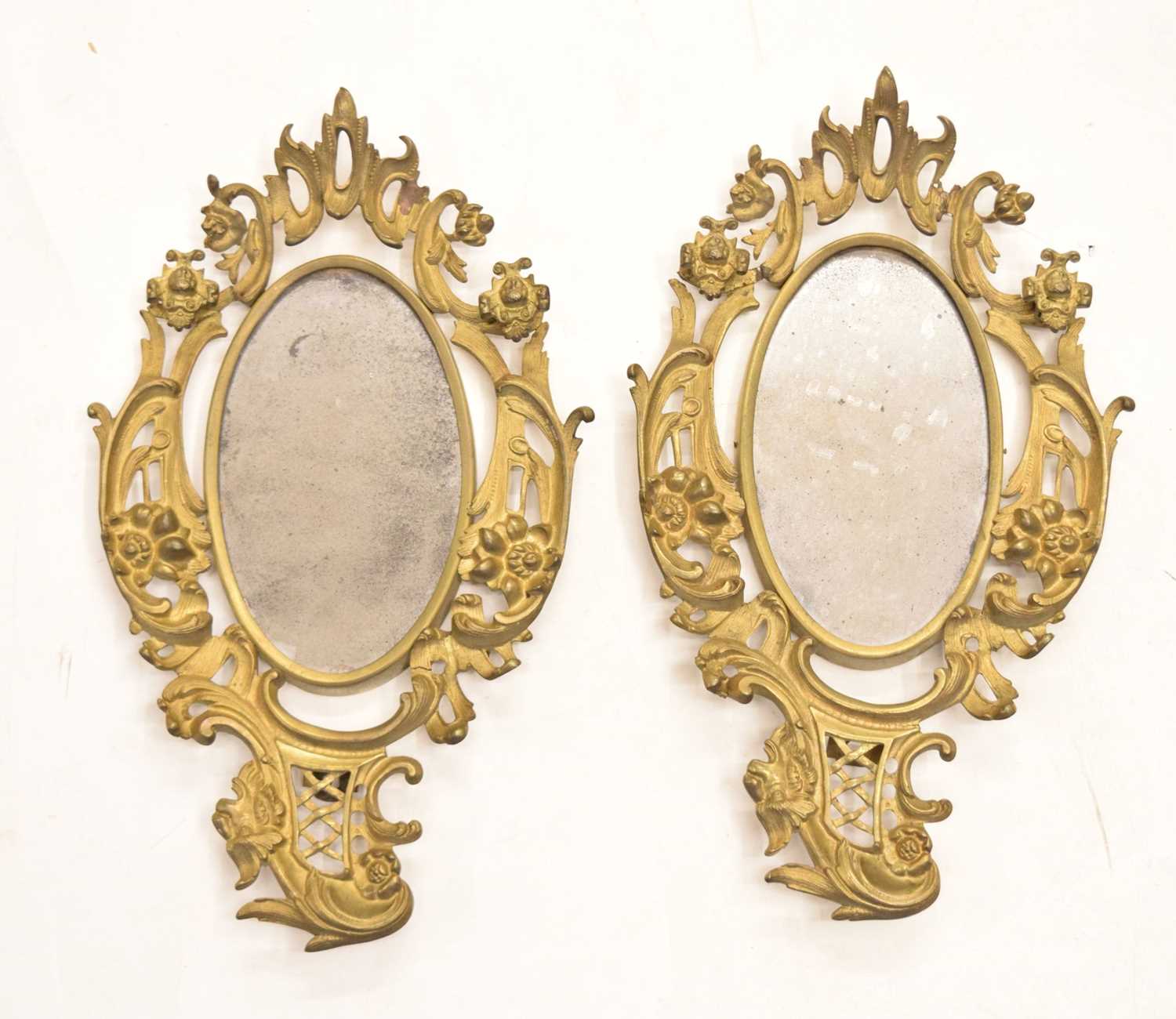 Pair of gilt metal wall mirrors