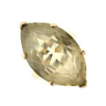 9ct gold dress ring set large marquise-shaped pale yellow topaz-coloured stone