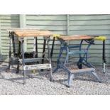 Three DIY benches and a folding tressel