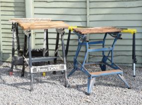 Three DIY benches and a folding tressel