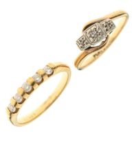 Two 9ct gold diamond set rings