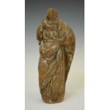 Weathered carving of a figure in robes, possible 16th/17th century