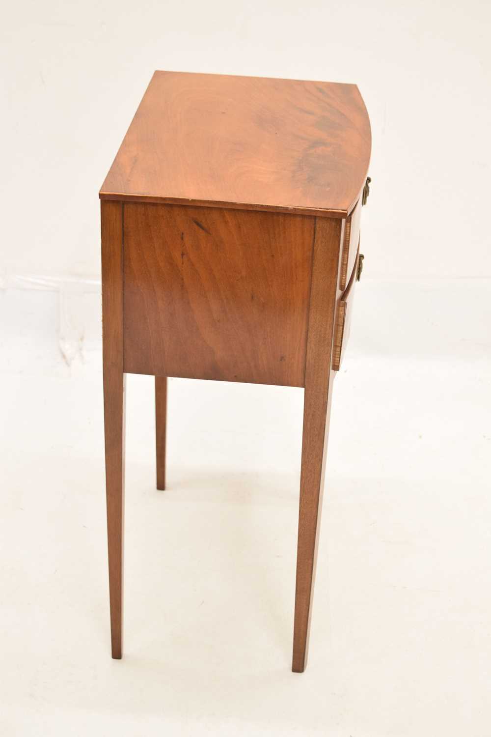 20th century reproduction bow front two drawer bedside table - Image 6 of 8