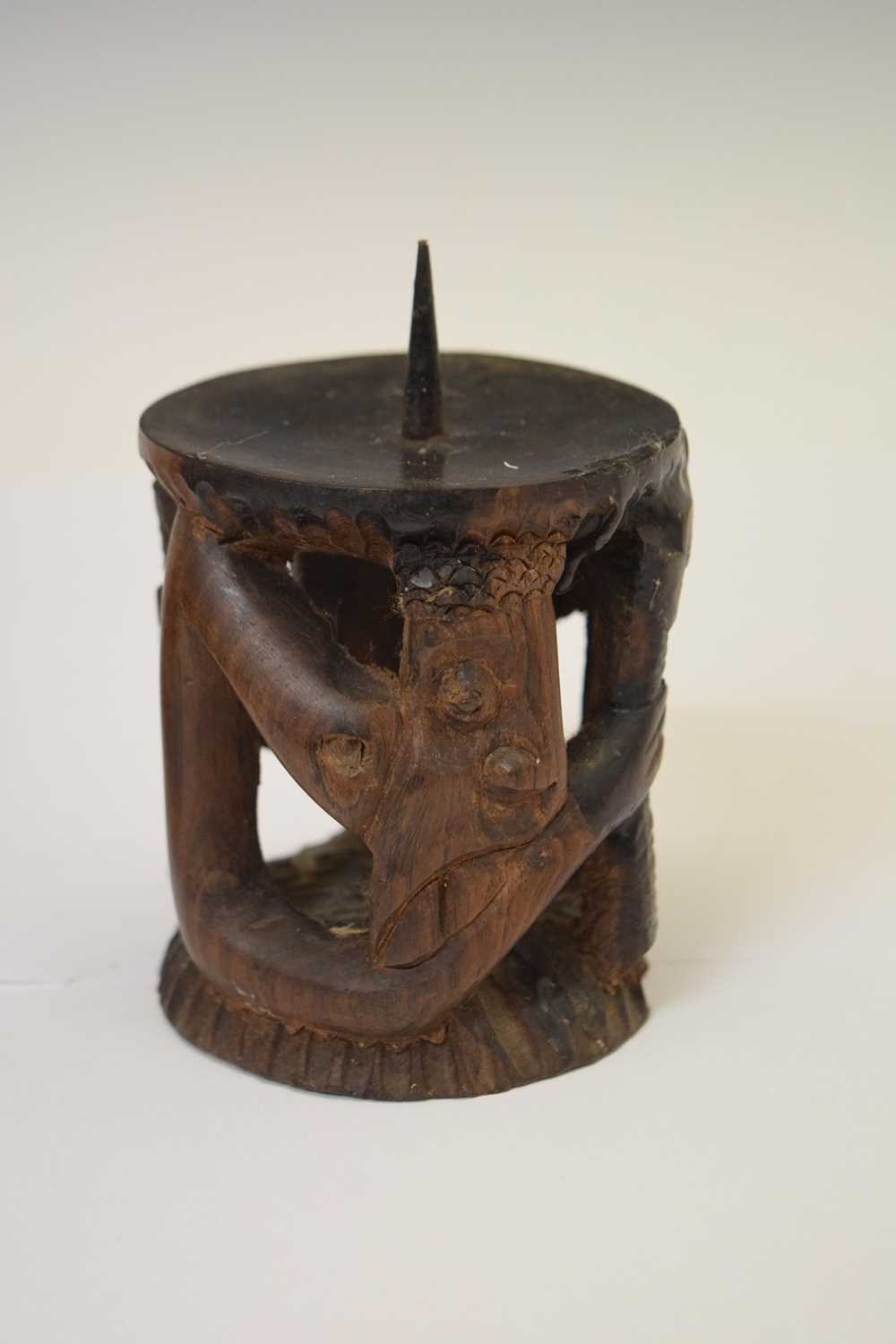 African wooden bowl and pricket candlestick - Image 4 of 8