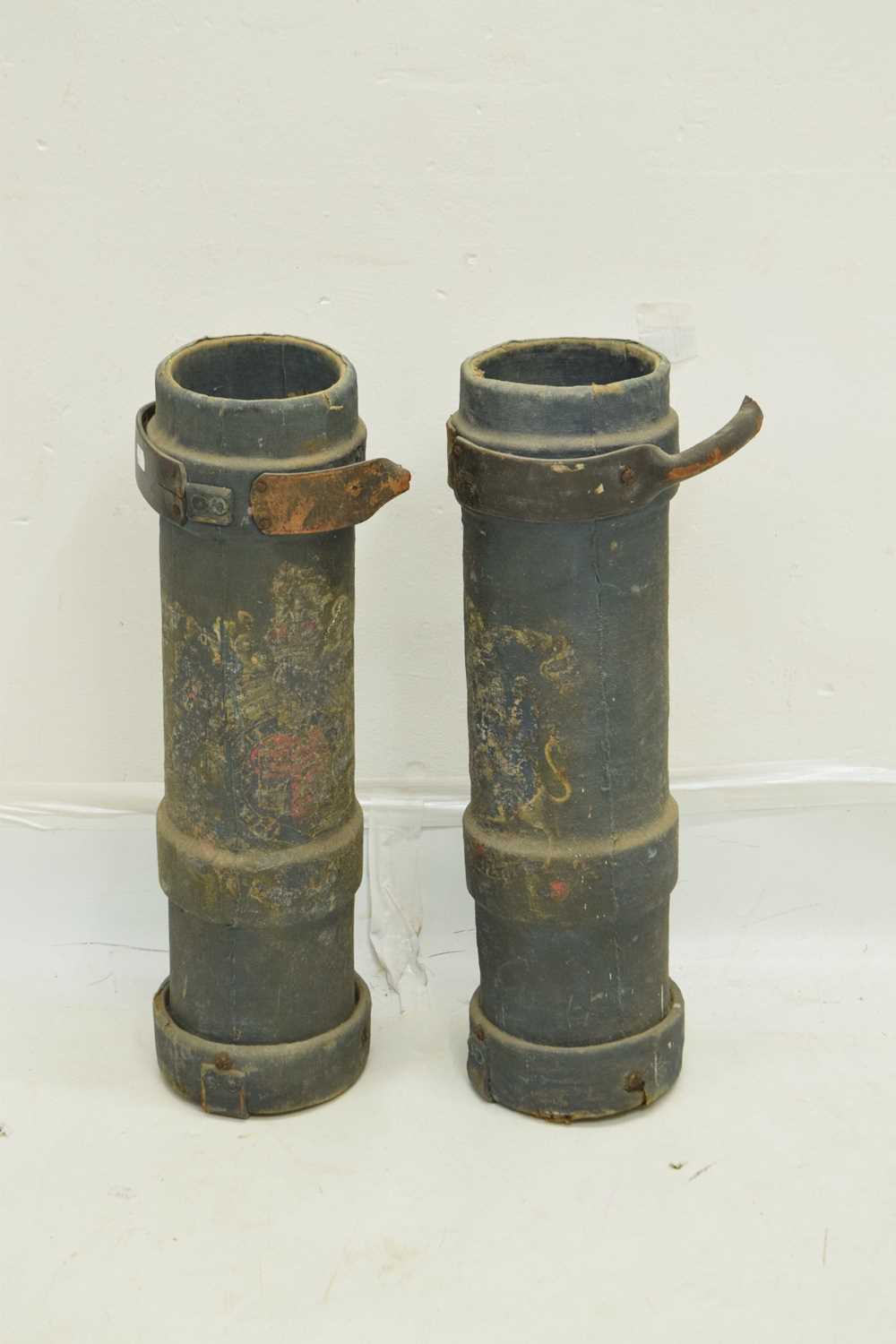 Two canvas British military shell/ ammunition cases - Image 2 of 10