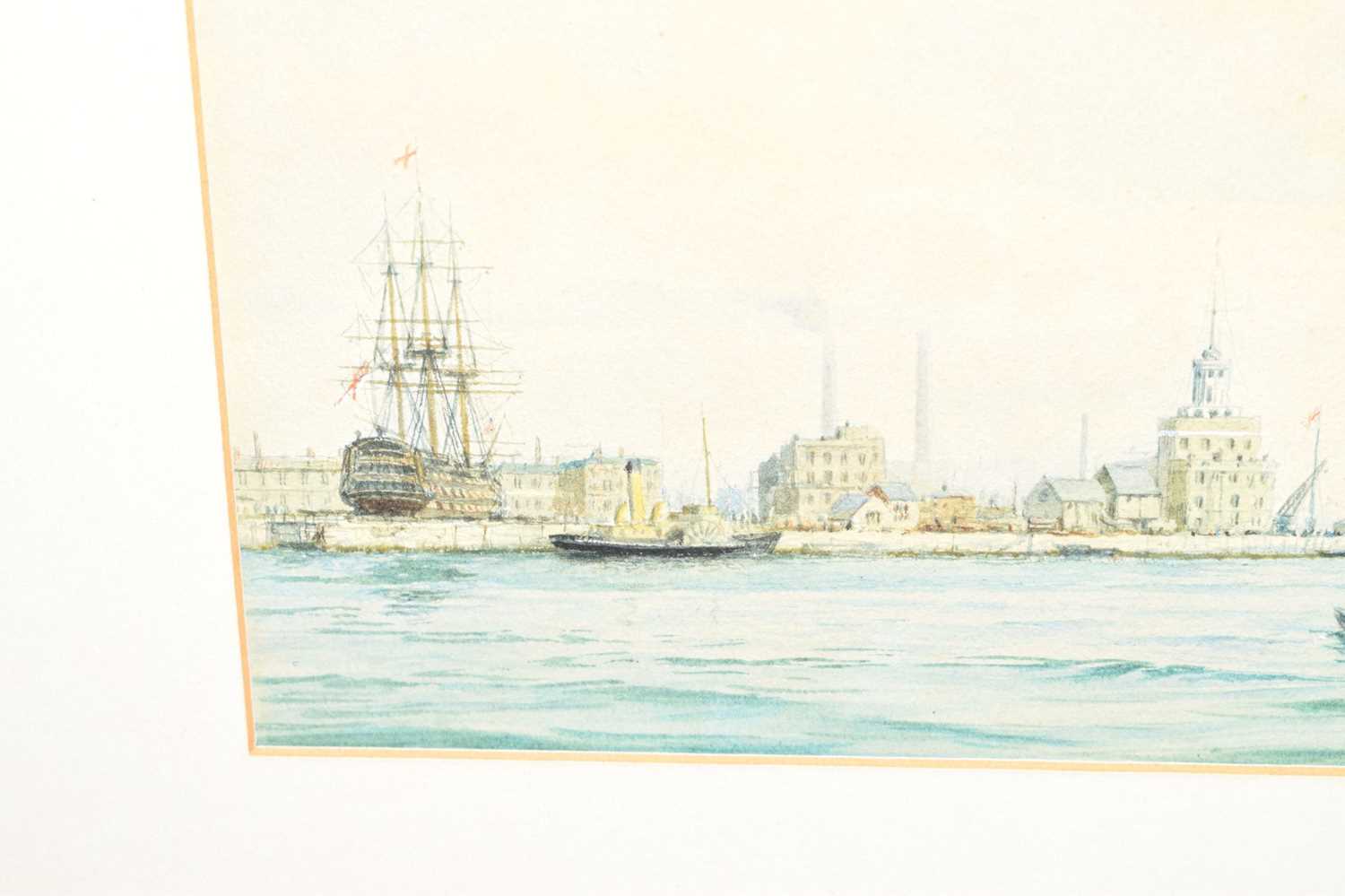 Fred T. Jane - Watercolour - 'HMS Hecate' and Kenneth Allington Yockney - Watercolour - 'View of Por - Image 4 of 12