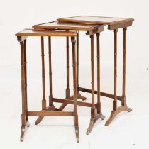 Reproduction set of inlaid mahogany quartetto tables